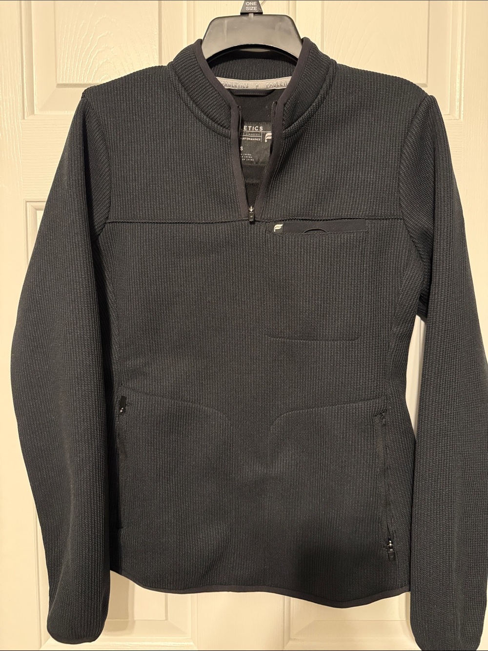 Black Quarter-Zip Scrub Pullover Sweater